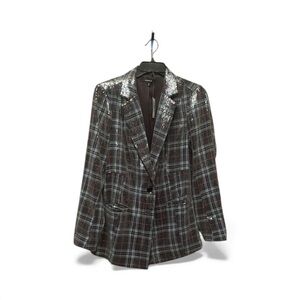 Torrid Black and Gray Sequin Plaid Blazer
